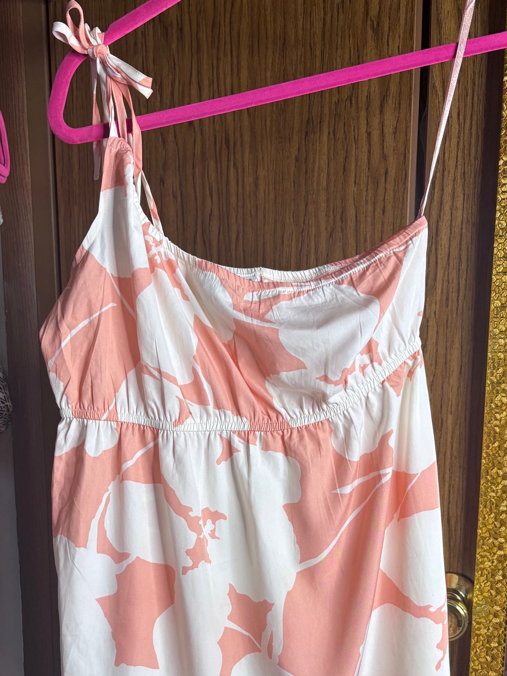 Roxy One-Shoulder Coral and White Floral Dress
